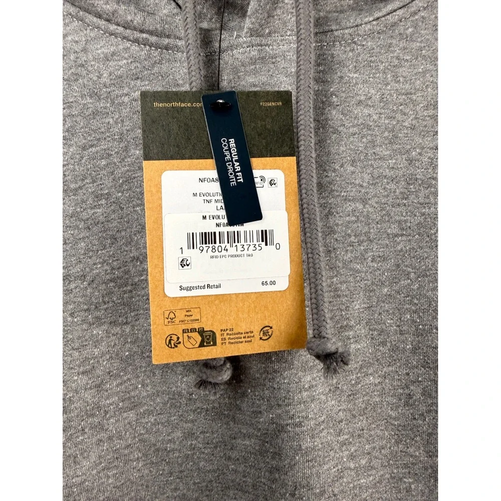 The North Face Mens Evolution Hoodie Grey Heather NF0A81VM Size Large NWT